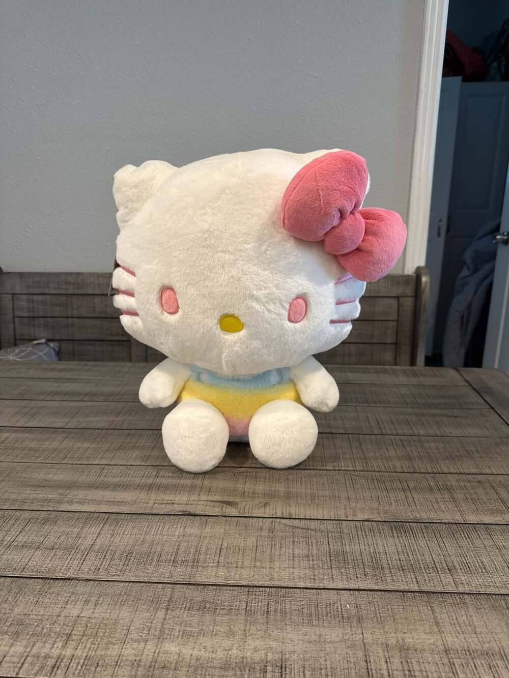 Sanrio Hello Kitty and Friends Rainbow Outfit Plush with Pink Bow 18”